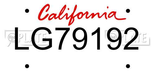 LG79192 California License Plate