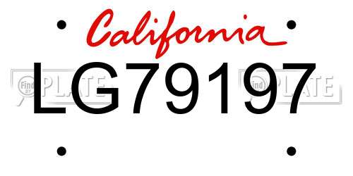 LG79197 California License Plate