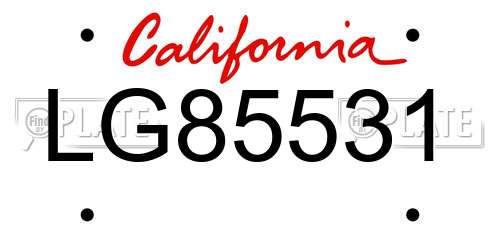 LG85531 California License Plate