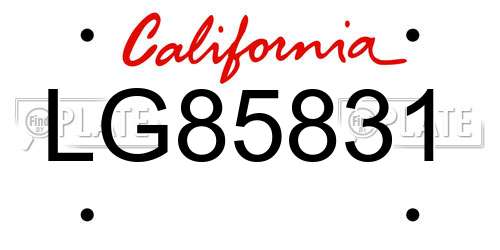 LG85831 California License Plate
