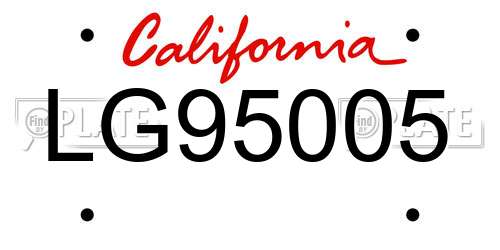 LG95005 California License Plate