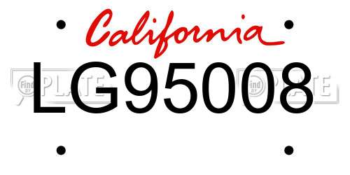 LG95008 California License Plate