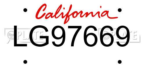 LG97669 California License Plate