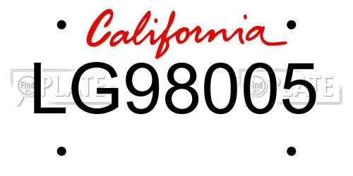 LG98005 California License Plate