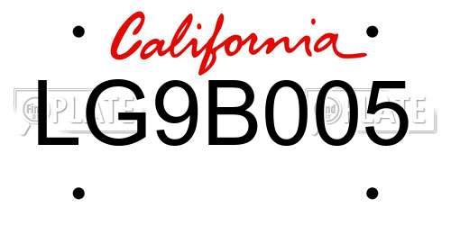 LG9B005 California License Plate
