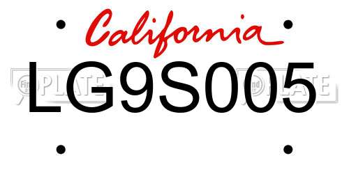 LG9S005 California License Plate