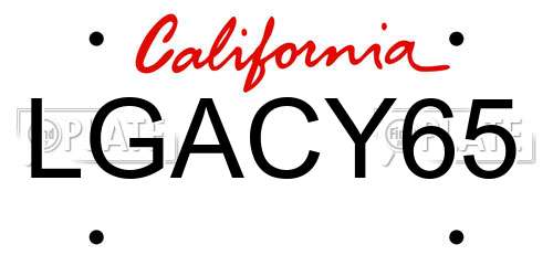 LGACY65 California License Plate