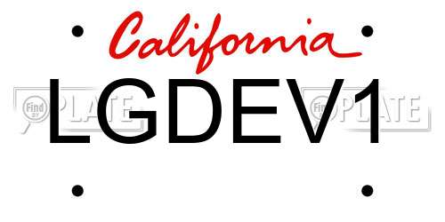 LGDEV1 California License Plate