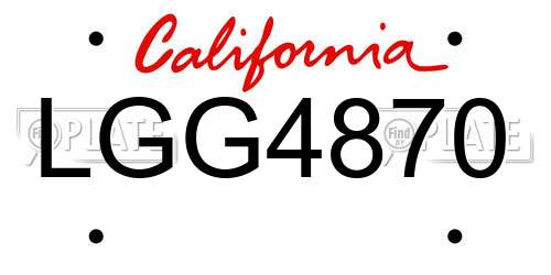 LGG4870 California License Plate
