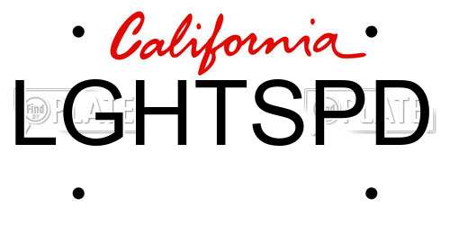 LGHTSPD California License Plate