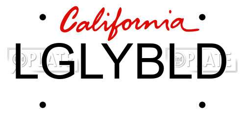 LGLYBLD California License Plate