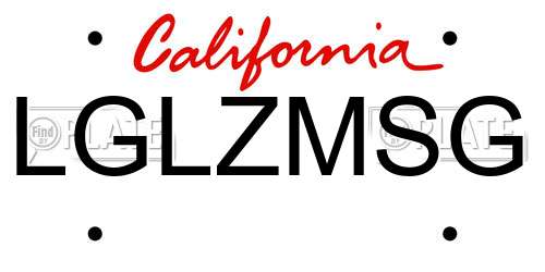 LGLZMSG California License Plate