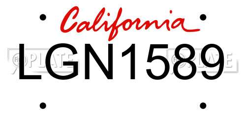 LGN1589 California License Plate