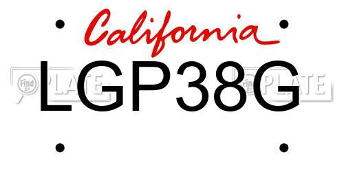 LGP38G California License Plate