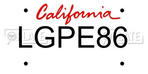 LGPE86 California License Plate