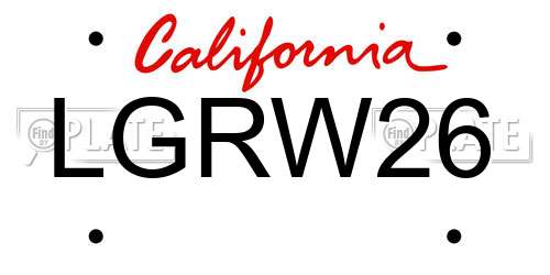 LGRW26 California License Plate