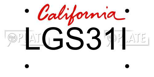 LGS31I California License Plate