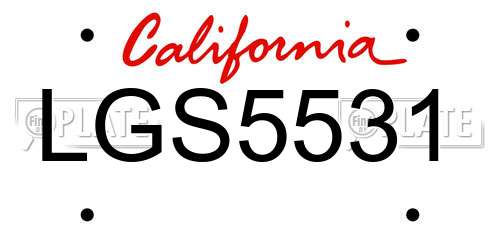 LGS5531 California License Plate