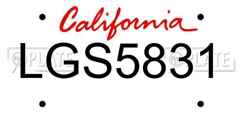LGS5831 California License Plate