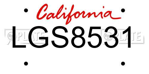 LGS8531 California License Plate