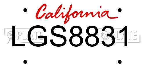 LGS8831 California License Plate