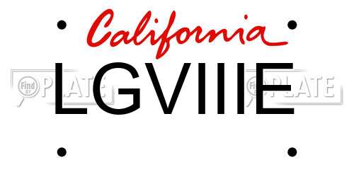 LGVIIIE California License Plate