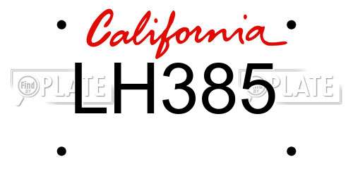 LH385 California License Plate