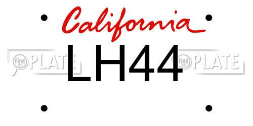 LH44 California License Plate