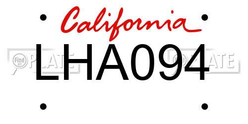 LHA094 California License Plate