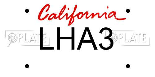 LHA3 California License Plate