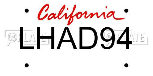 LHAD94 California License Plate