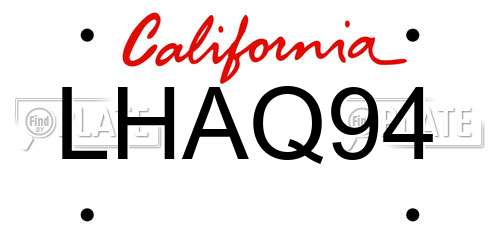LHAQ94 California License Plate