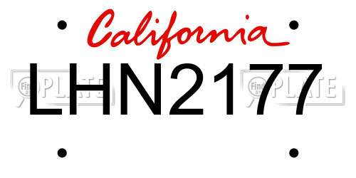 LHN2177 California License Plate