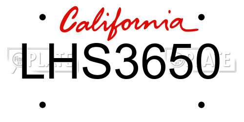 LHS3650 California License Plate