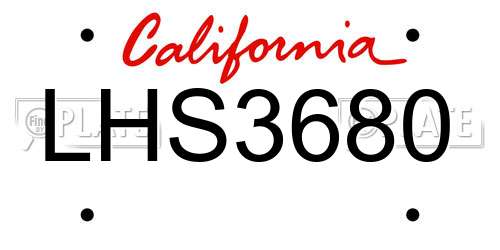 LHS3680 California License Plate