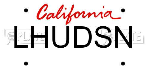 LHUDSN California License Plate
