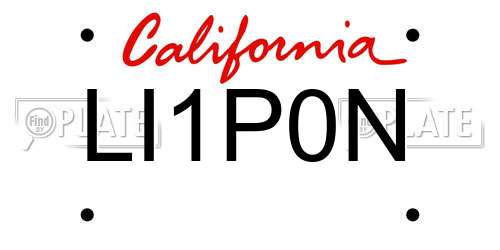 LI1P0N California License Plate