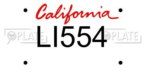 LI554 California License Plate