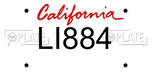 LI884 California License Plate