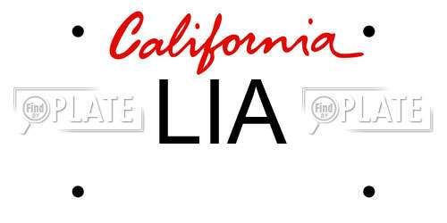 LIA California License Plate