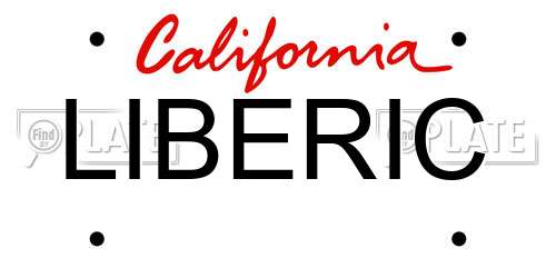 LIBERIC California License Plate
