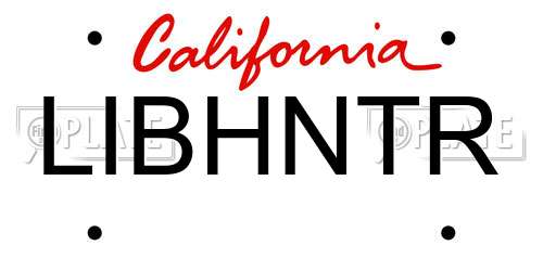 LIBHNTR California License Plate