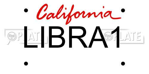 LIBRA1 California License Plate
