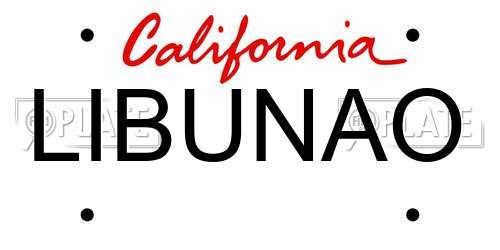 LIBUNAO California License Plate