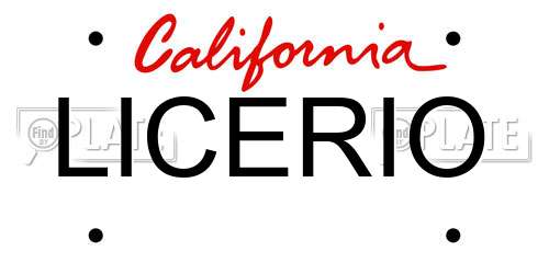 LICERIO California License Plate