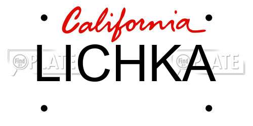 LICHKA California License Plate