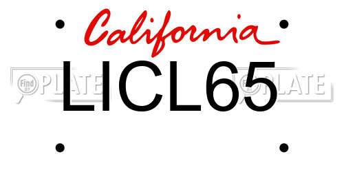 LICL65 California License Plate