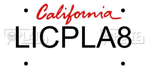 LICPLA8 California License Plate