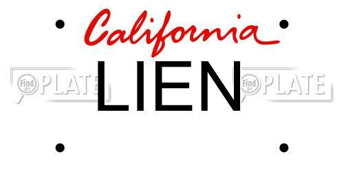 LIEN California License Plate