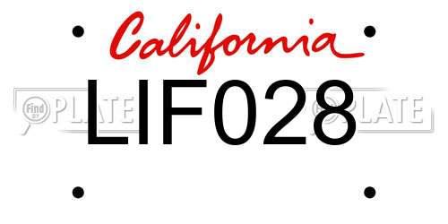 LIF028 California License Plate